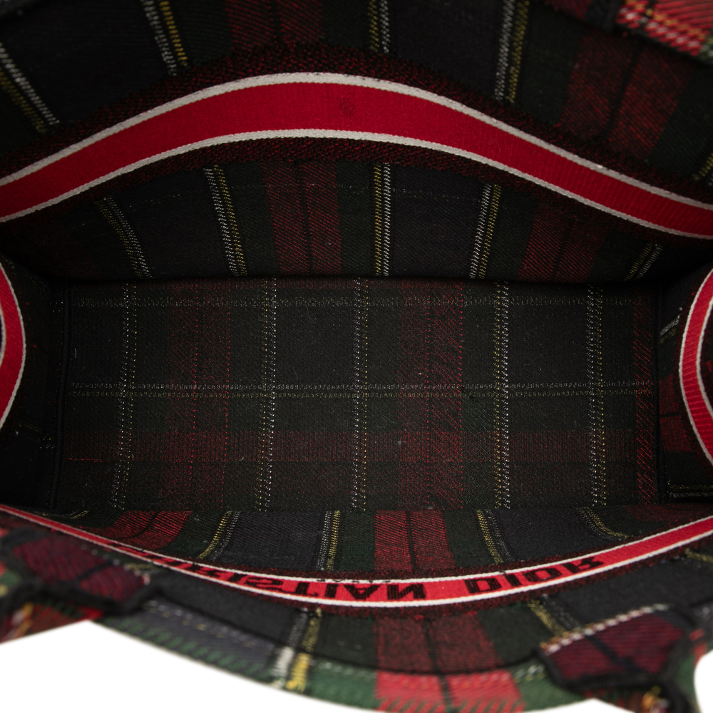 Pre-Loved Dior Large Embroidered Canvas Tartan Check Book Tote - Picture 4 of 7